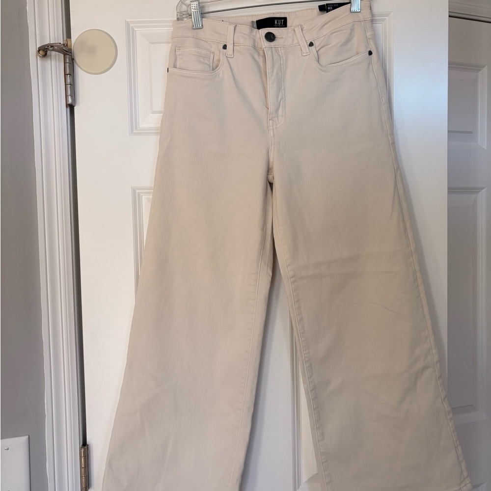 Kut from the Kloth High Rise Meg Fab Ab Wide Leg Jeans Ecru